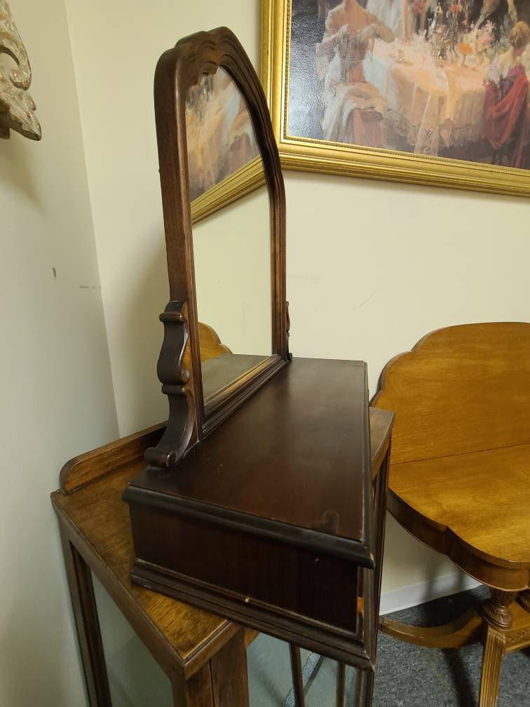 Mahogany Shaving Vanity Mirror Stand
