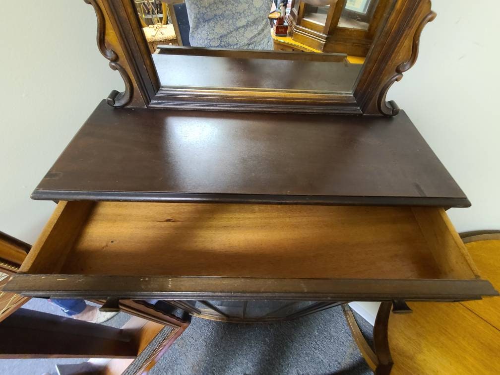 Mahogany Shaving Vanity Mirror Stand