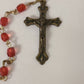 Vintage Red Fauceted Bead Rosary
