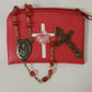 Vintage Red Fauceted Bead Rosary