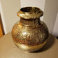 Vintage Ornate Brass Bulbous Floral Motif Vase