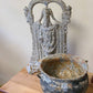 Antique Lord Venkateswara Statue Shrine w/ Footed Caldron Pot