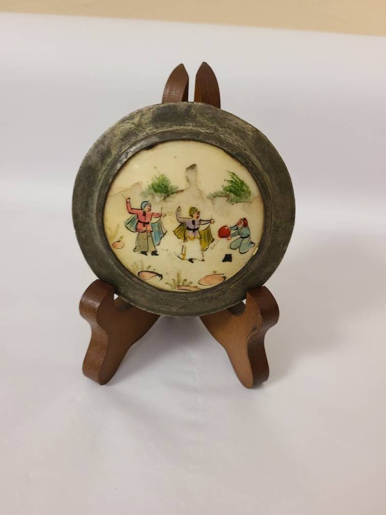 Vintage Tooled Mirrored Trinket Pill Tin