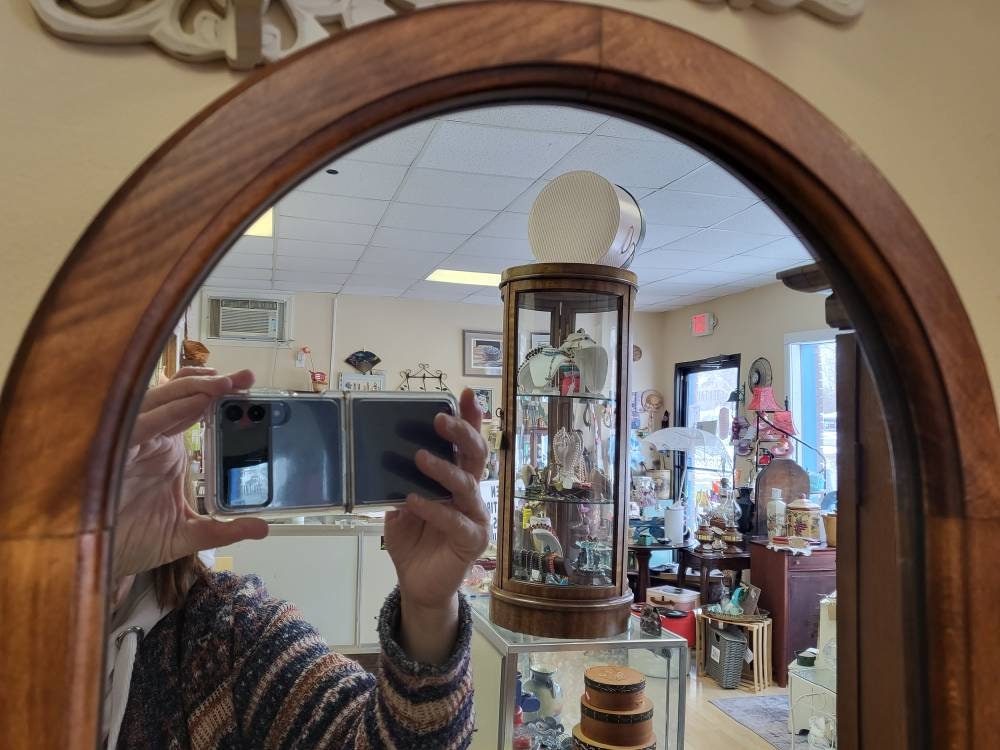 Vintage Wood Shaving Makeup Mirror