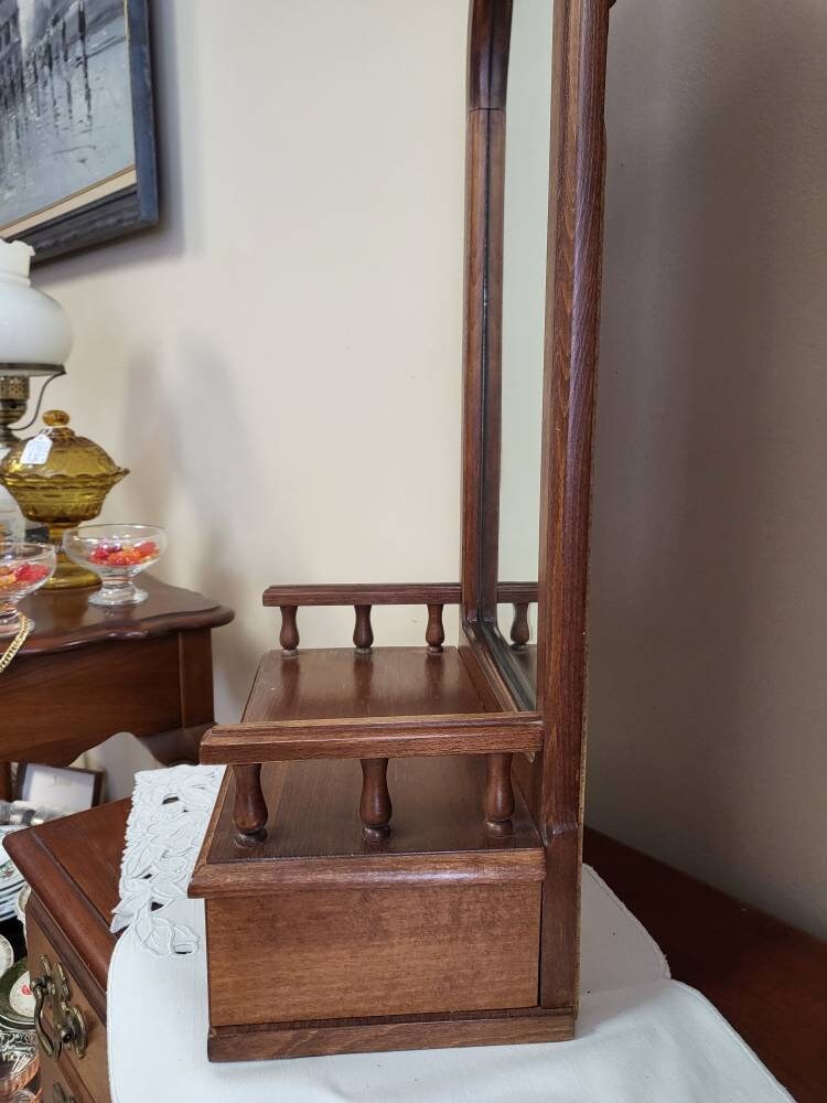 Vintage Wood Shaving Makeup Mirror