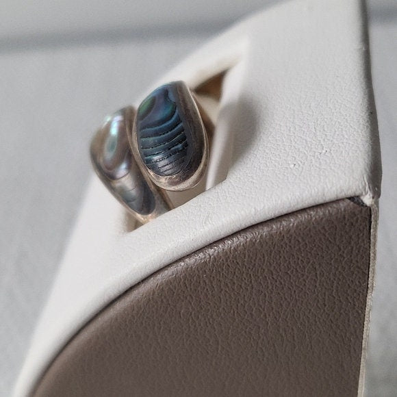 Sterling Silver (925) Abalone Bypass Ring