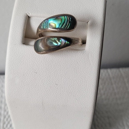 Sterling Silver (925) Abalone Bypass Ring
