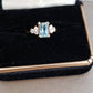 Estate Emerald Cut Genuine Aquamarine and Diamond Ring 14K - *No shipping In-Person pickup only*