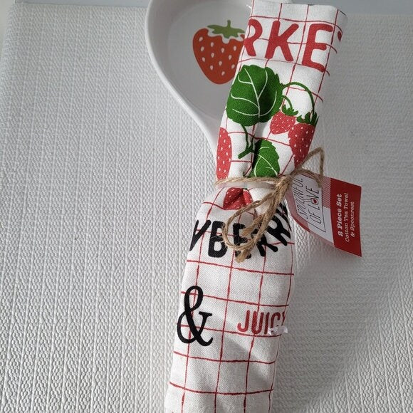 Strawberry Spoon Rest and Tea Towel Set