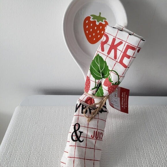 Strawberry Spoon Rest and Tea Towel Set