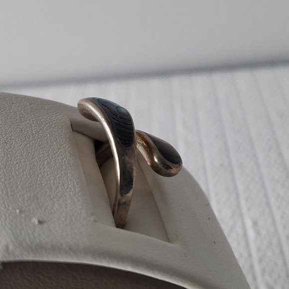 Sterling Silver (925) Abalone Bypass Ring