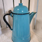 Vintage Turquiose Enamel Coffee Kettle