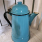 Vintage Turquiose Enamel Coffee Kettle