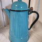 Vintage Turquiose Enamel Coffee Kettle