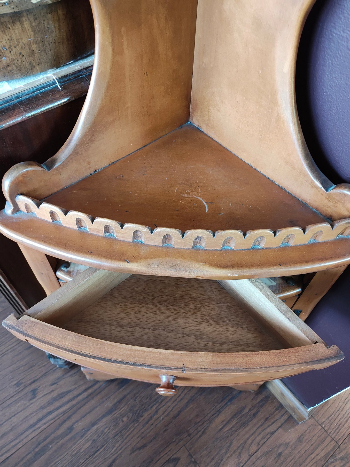 Vintage Corner Maple Curio Shelf - *Local Pickup Only, in East Aurora, NY*