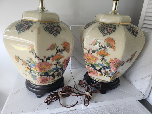 Porcelain Floral Chinese Lamps