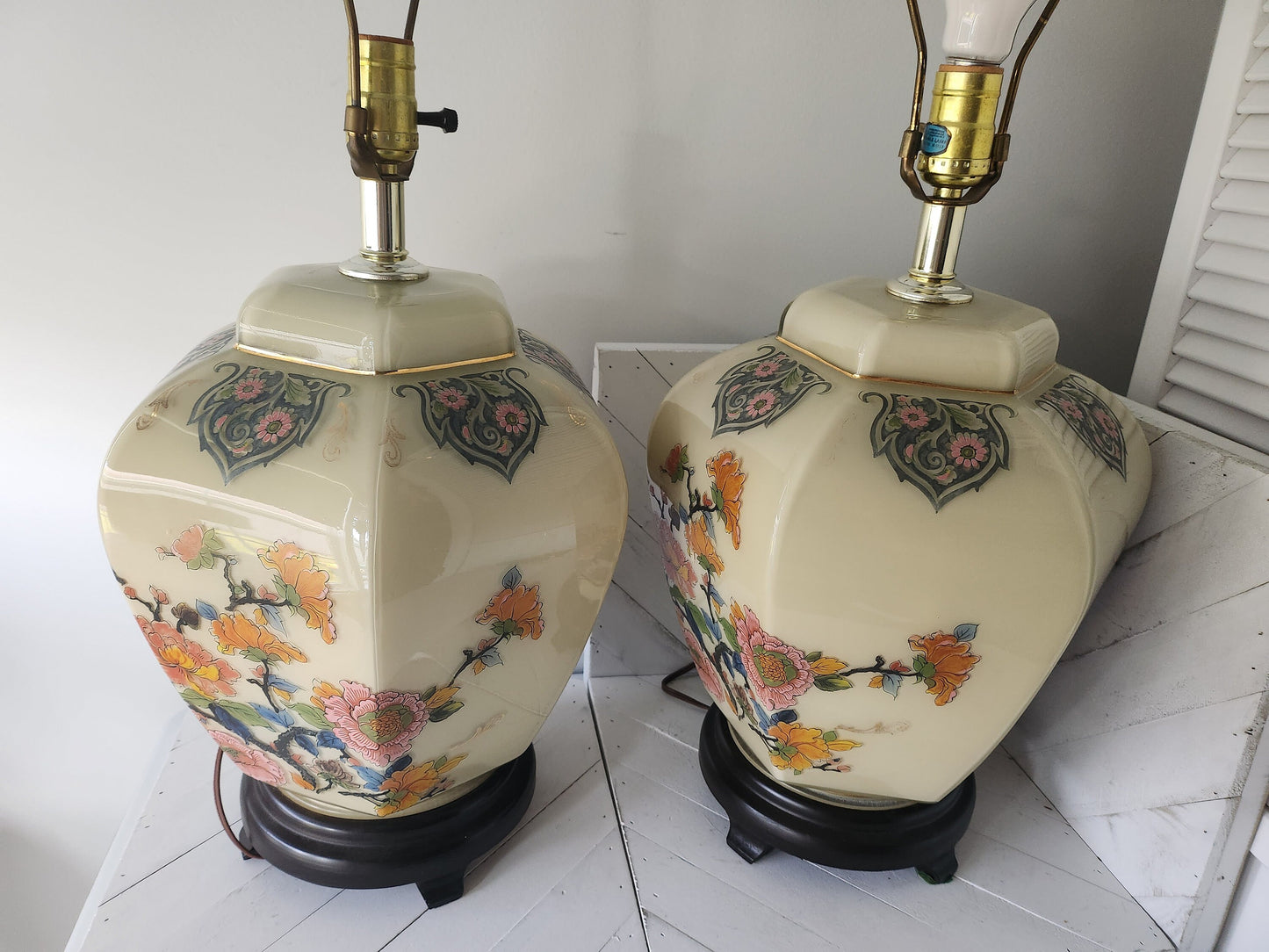 Porcelain Floral Chinese Lamps