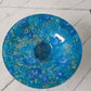 Higgins Blue Art Glass Floral Bowl