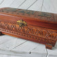 Carved Wood Leather Motif Jewelry Box