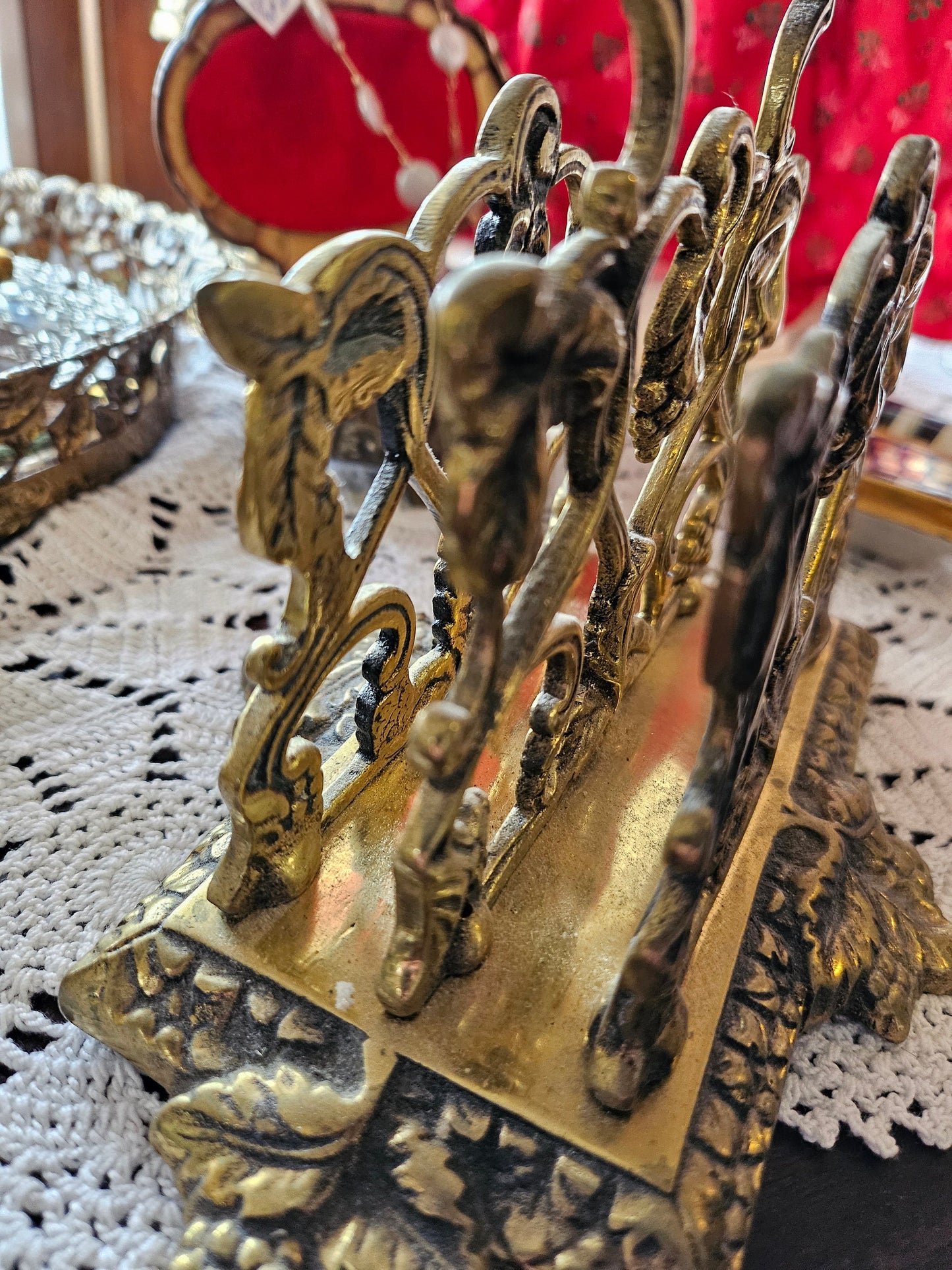 Ornate Vintage Brass Letter Mail Napkin Holder