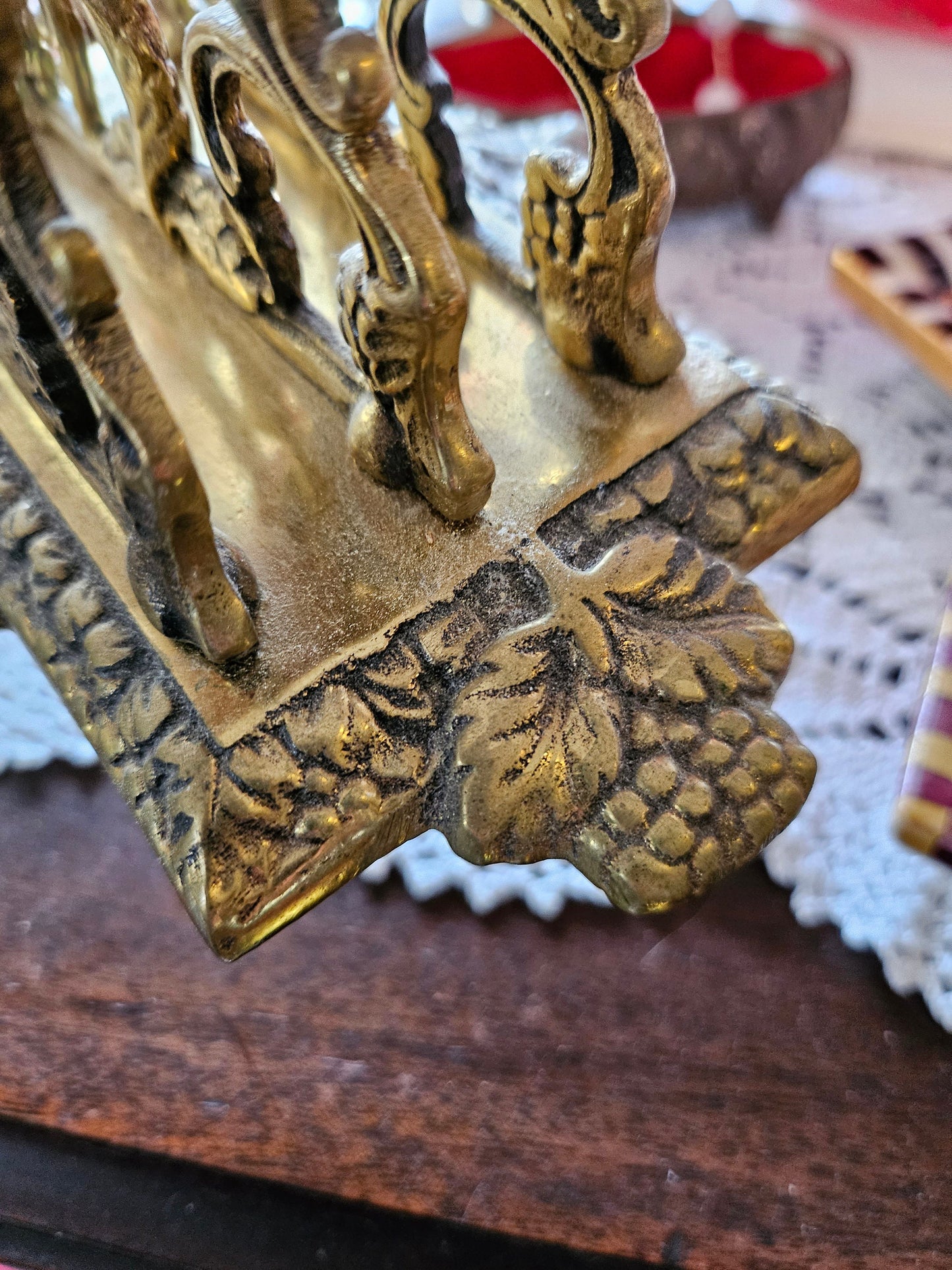 Ornate Vintage Brass Letter Mail Napkin Holder
