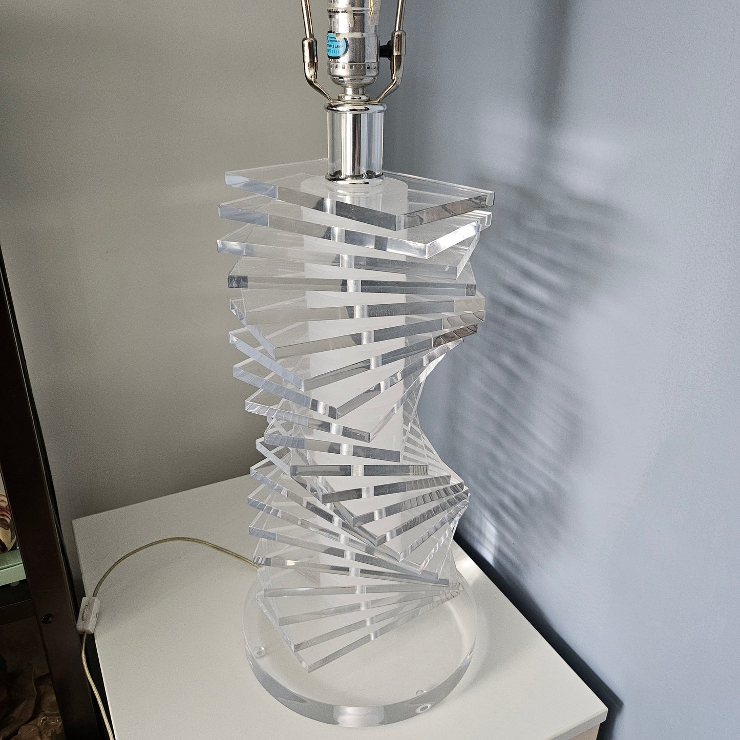 Vintage Helix Clear Lucite Table Lamp