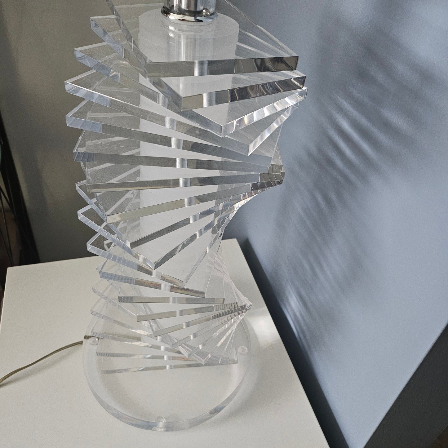 Vintage Helix Clear Lucite Table Lamp
