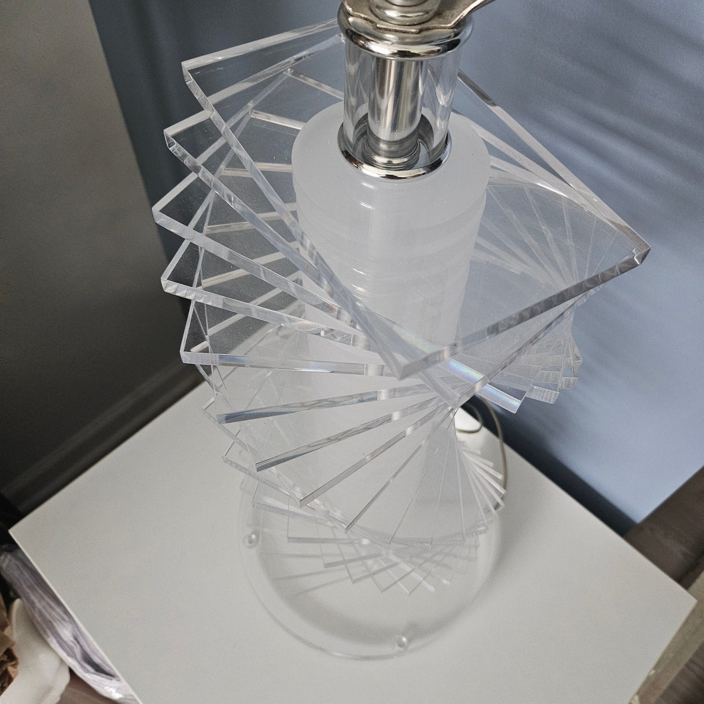 Vintage Helix Clear Lucite Table Lamp
