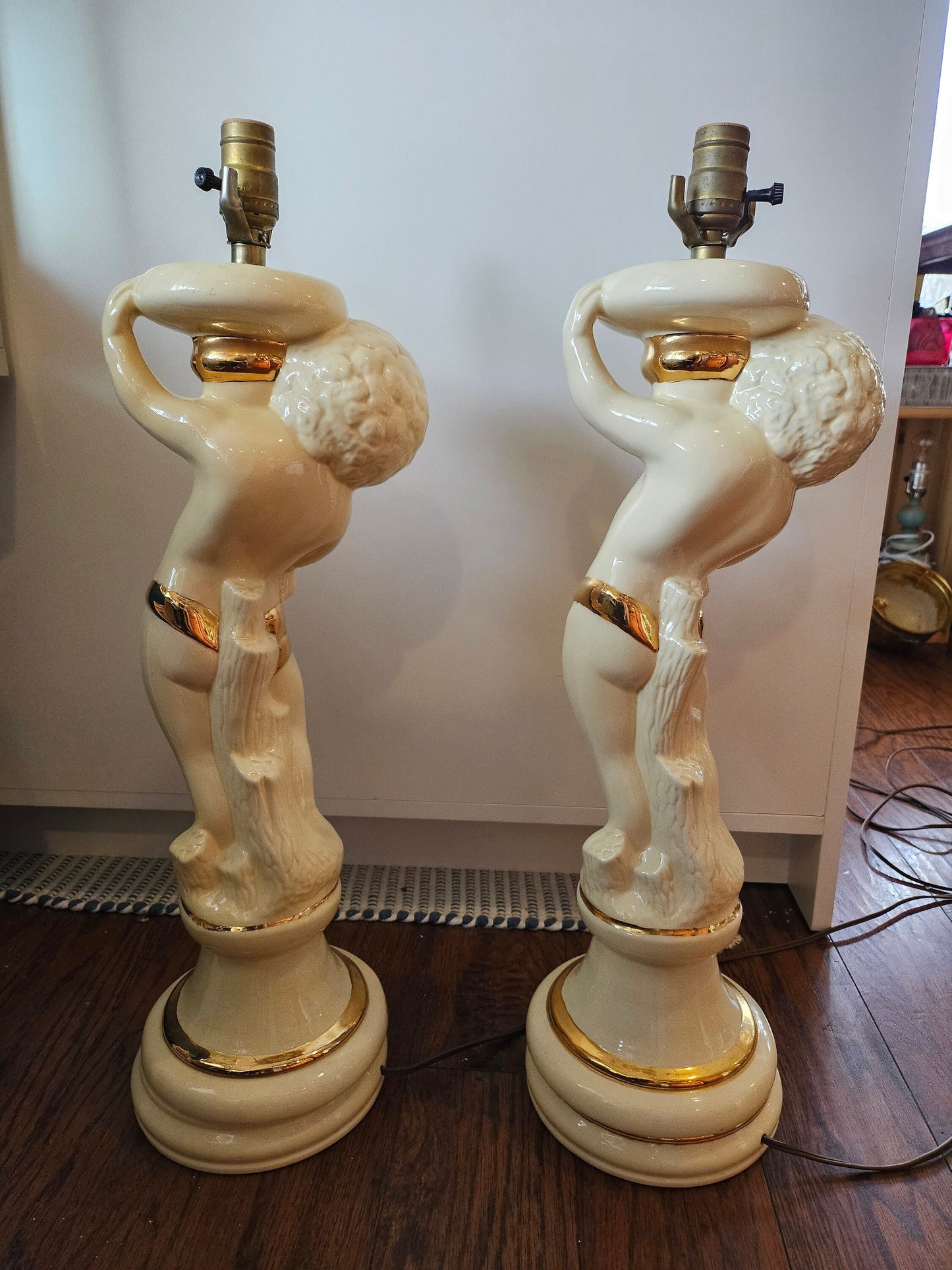Cherub Porcelain Ceramic Table Lamps