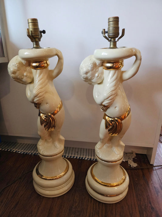 Cherub Porcelain Ceramic Table Lamps