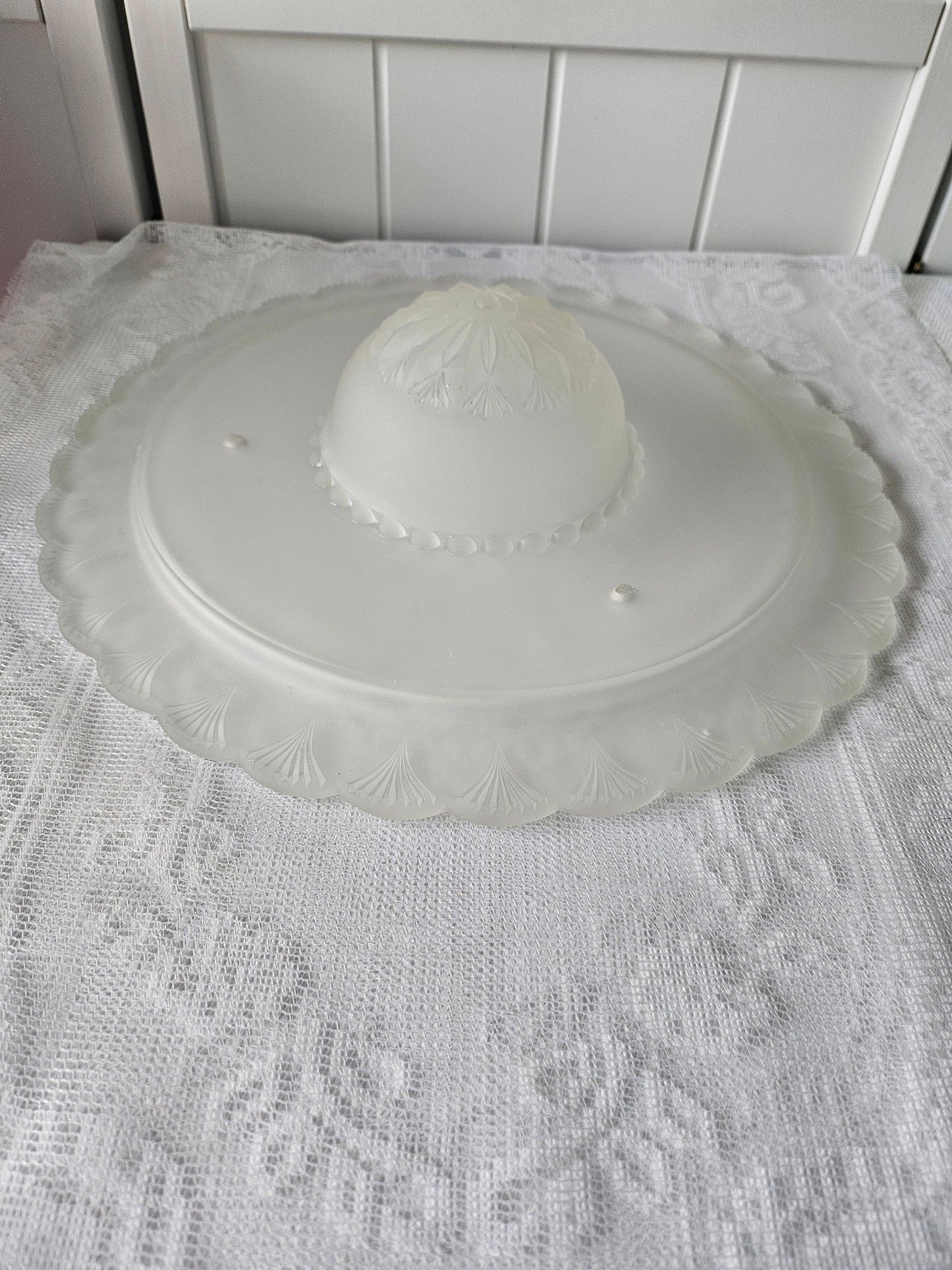 Art Deco Frosted Bonnet Style Ceiling Light Fixture Shade