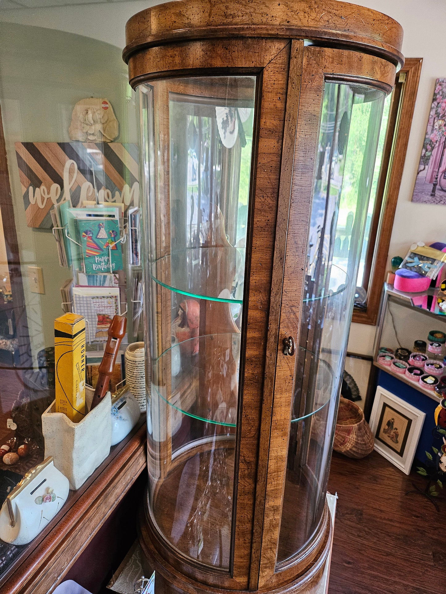 Weiman Curved Glass Curio Cabinet - Local Pickup Only in East Aurora, NY