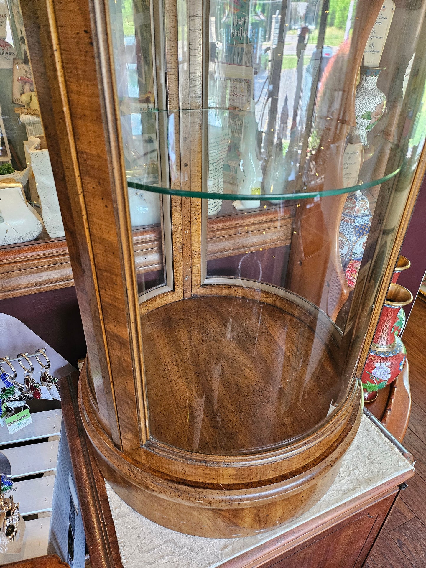 Weiman Curved Glass Curio Cabinet - Local Pickup Only in East Aurora, NY