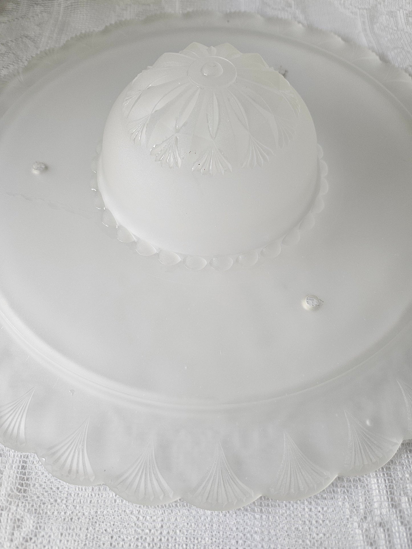 Art Deco Frosted Bonnet Style Ceiling Light Fixture Shade