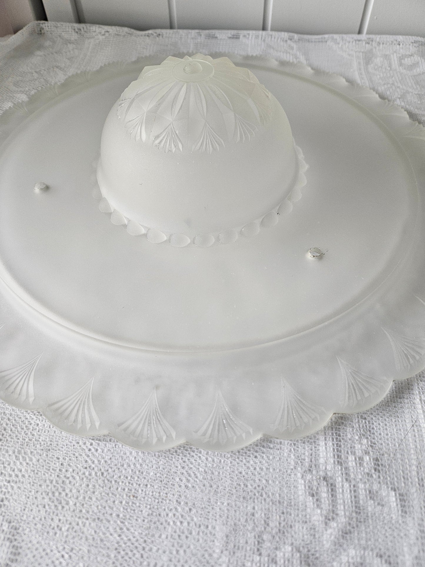 Art Deco Frosted Bonnet Style Ceiling Light Fixture Shade