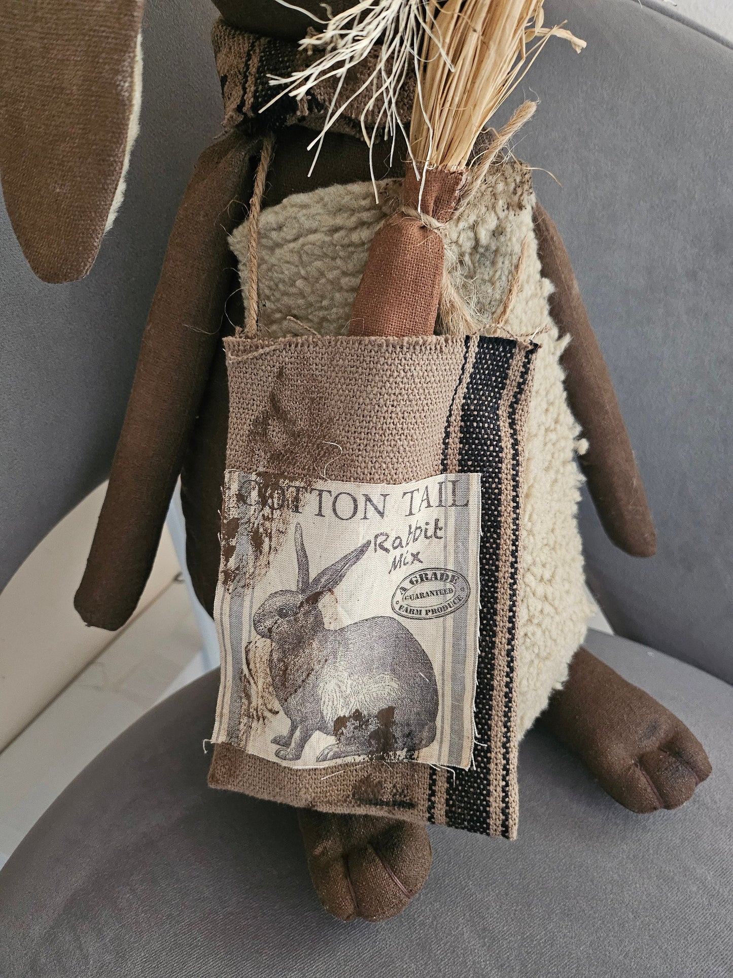 Primitive Handmade Cottontail Bunny