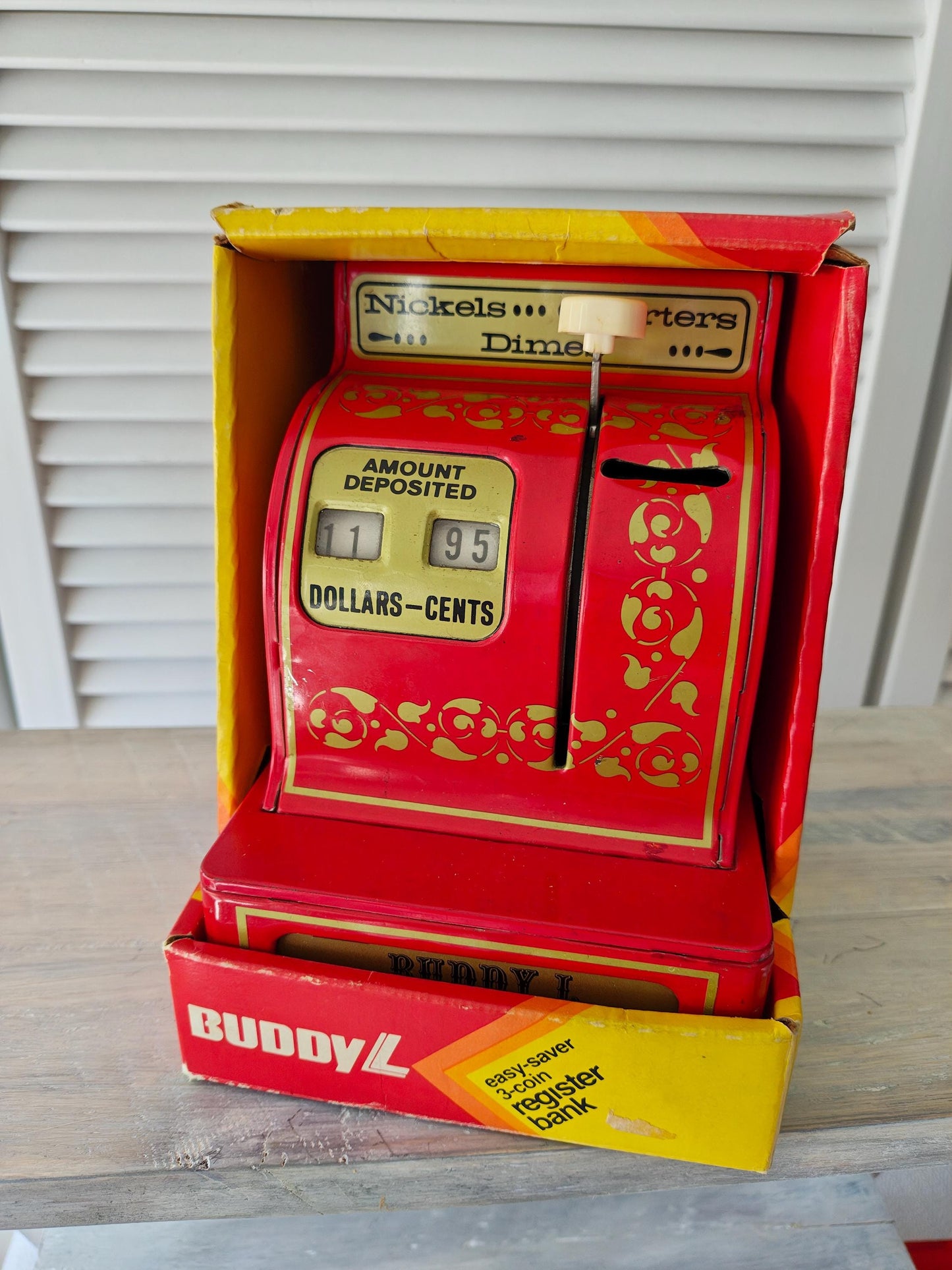 Coin Bank - Vintage Red Buddy L Metal Easy-Saver