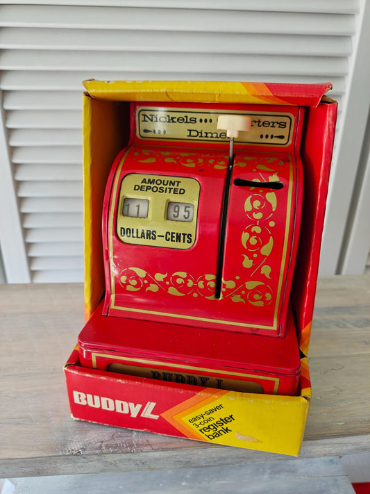 Coin Bank - Vintage Red Buddy L Metal Easy-Saver