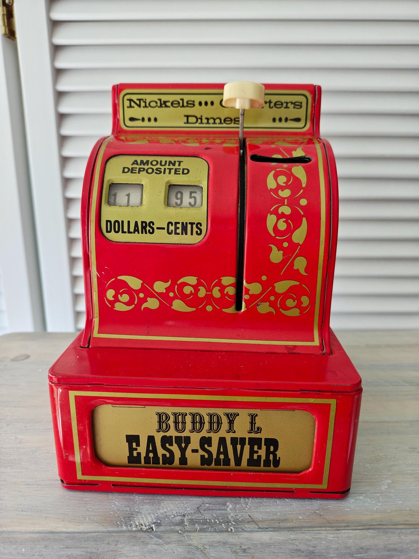 Coin Bank - Vintage Red Buddy L Metal Easy-Saver