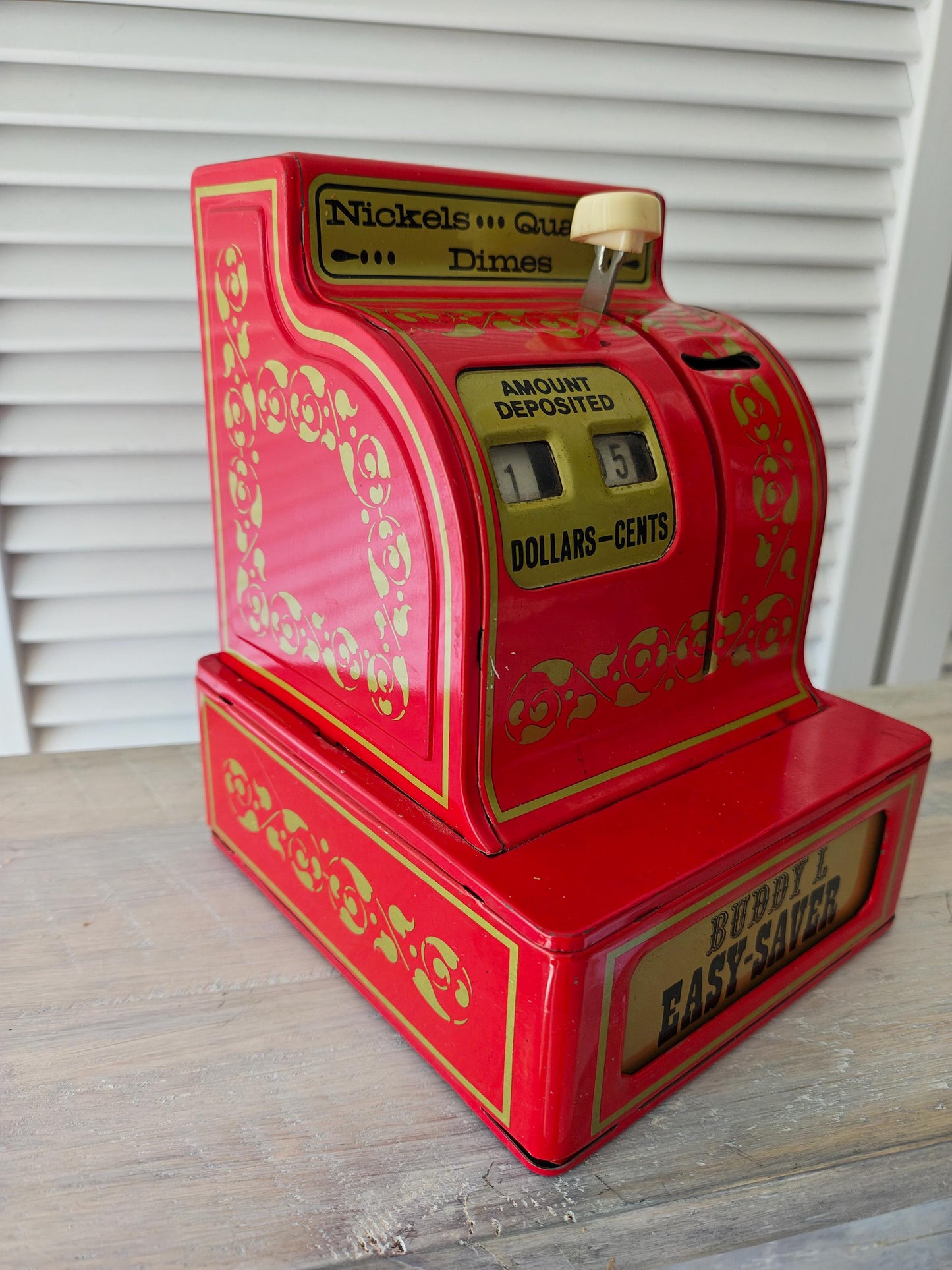 Coin Bank - Vintage Red Buddy L Metal Easy-Saver