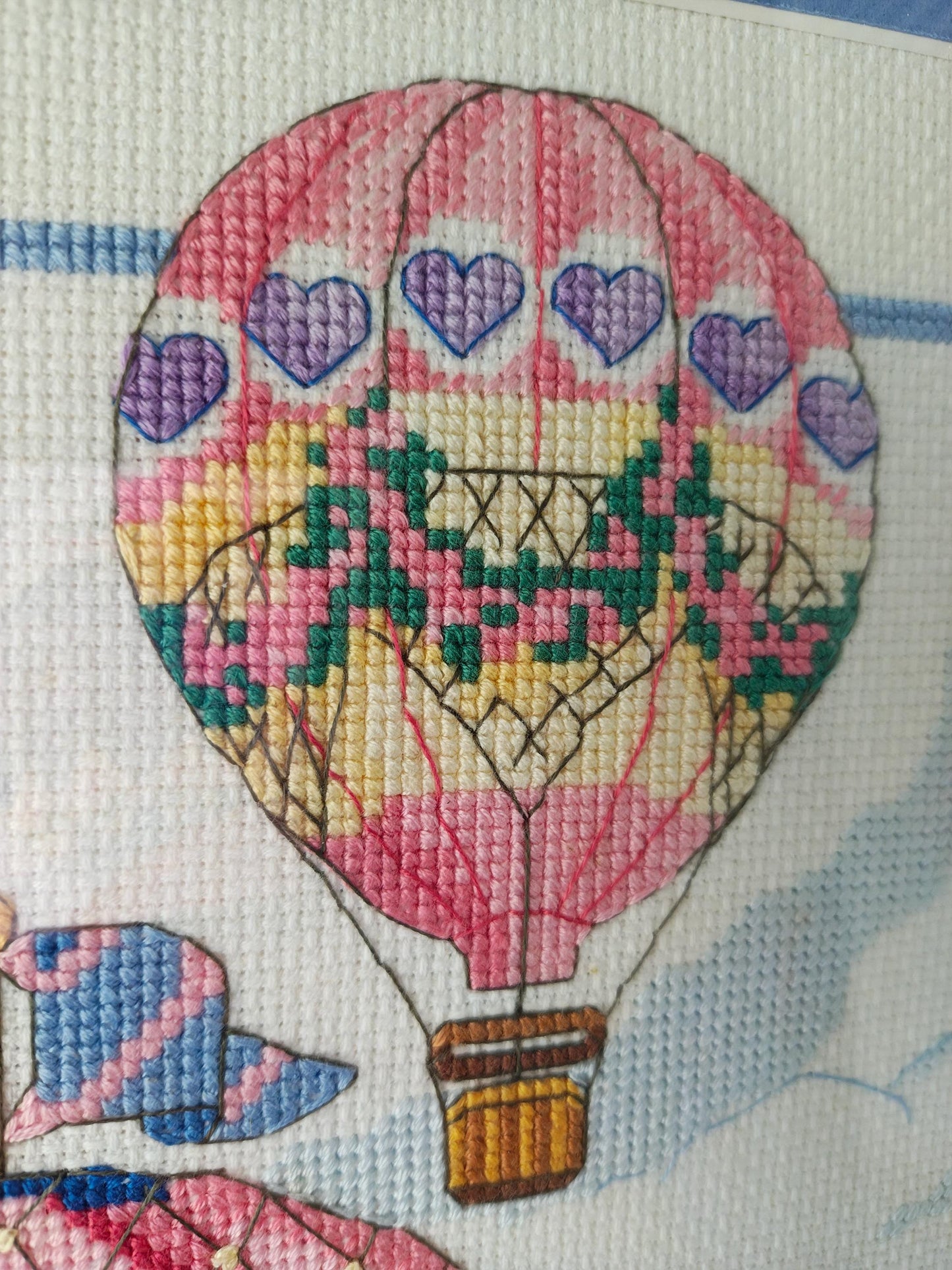 Framed Cross-stitch Hot Air Balloons
