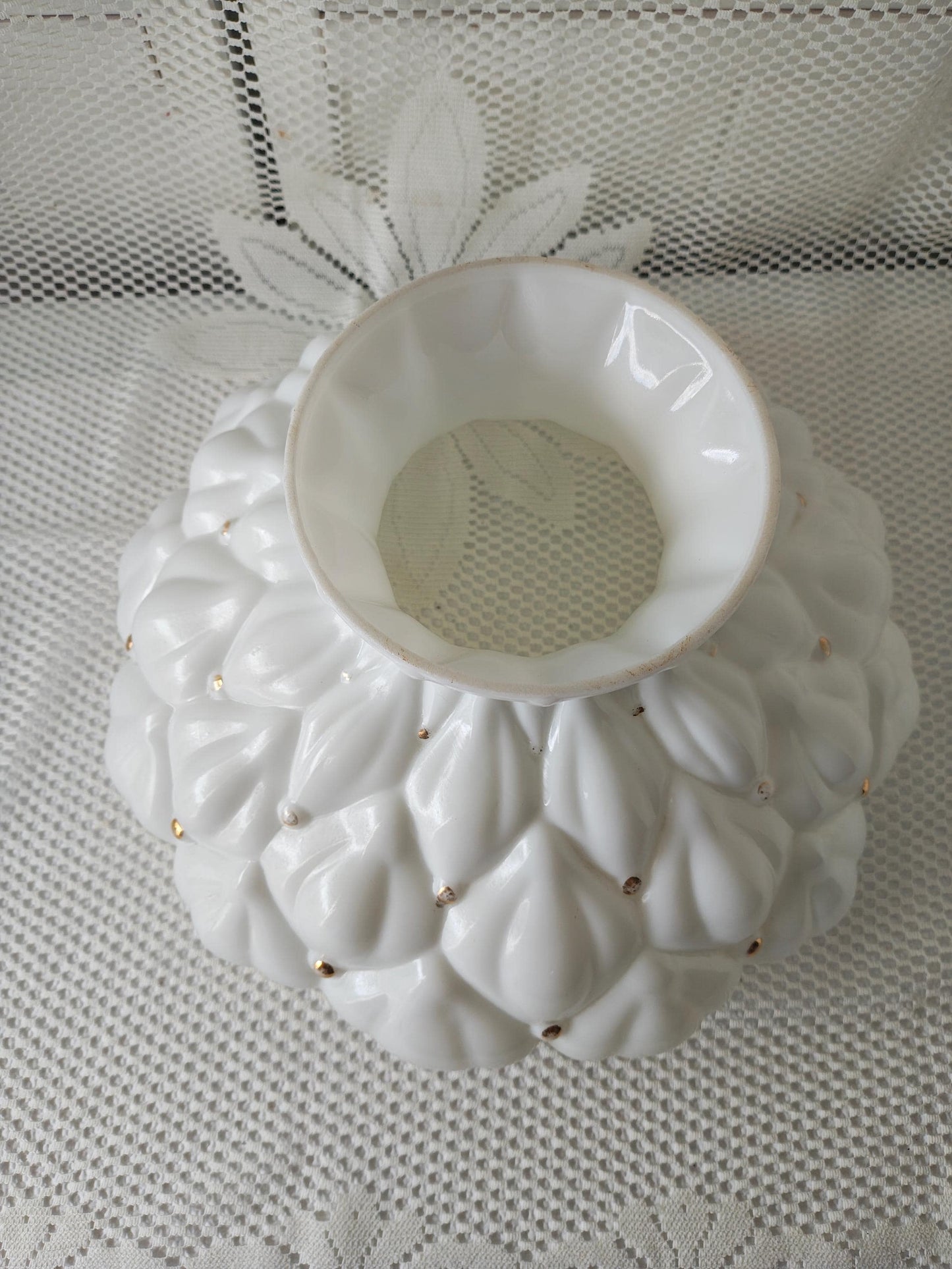 Vintage Quilted Glass Hurricane Lamp Shade