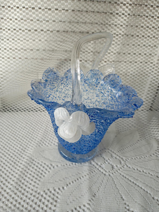 Fratelli Toso Art Glass Basket Vase