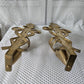 Brass Art Nouveau-Style Wall Sconces w/Glass Trumpet Vases