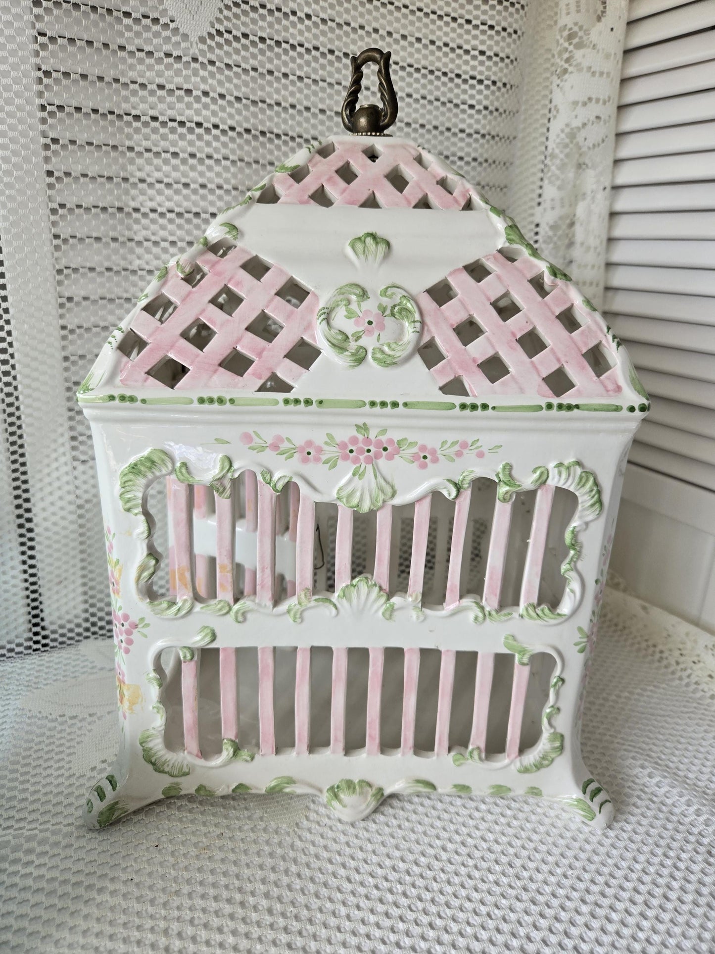 Italian Ceramic Bird House Decor