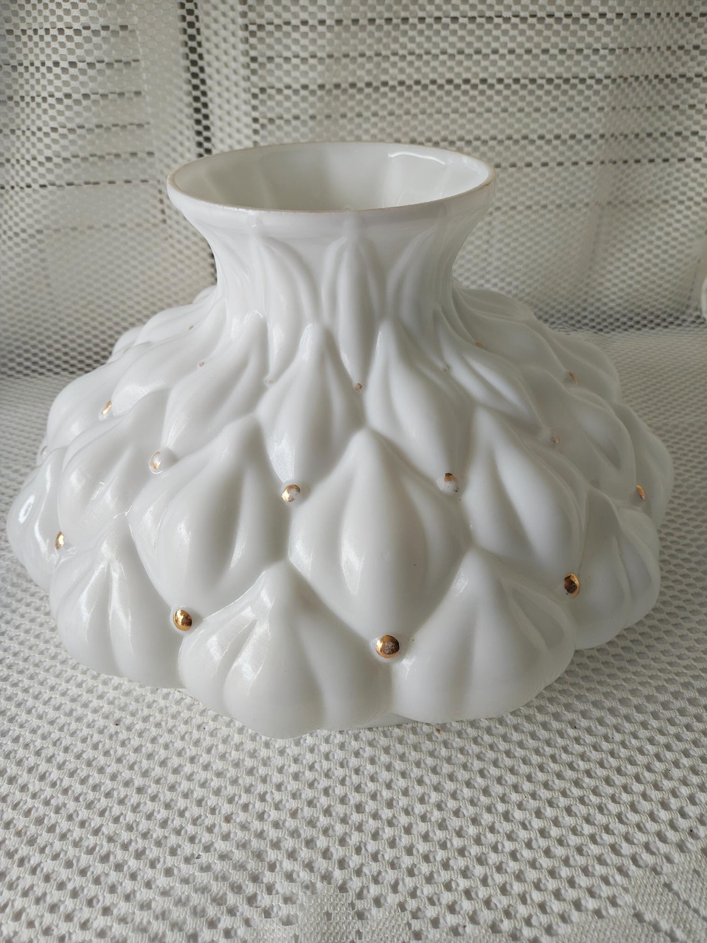 Vintage Quilted Glass Hurricane Lamp Shade