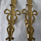 Brass Art Nouveau-Style Wall Sconces w/Glass Trumpet Vases