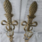 Brass Art Nouveau-Style Wall Sconces w/Glass Trumpet Vases