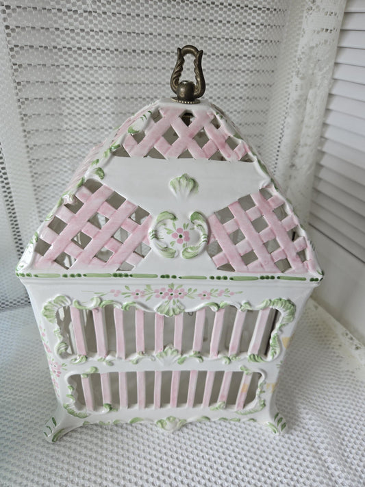 Italian Ceramic Bird House Decor