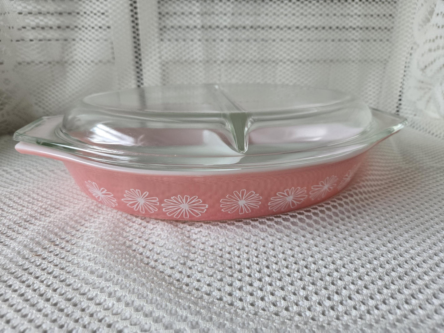 Pink Pyrex Divided Server Mid Century